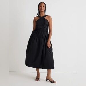 NWT Madewell Poplin Halter Tiered Midi Dress size 00 -XS